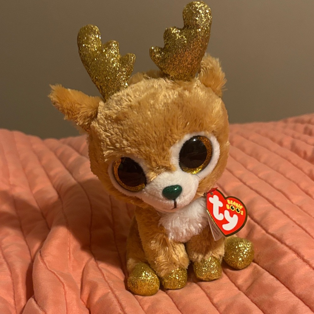 Ty Beanie Boos Golden Reindeer Plush